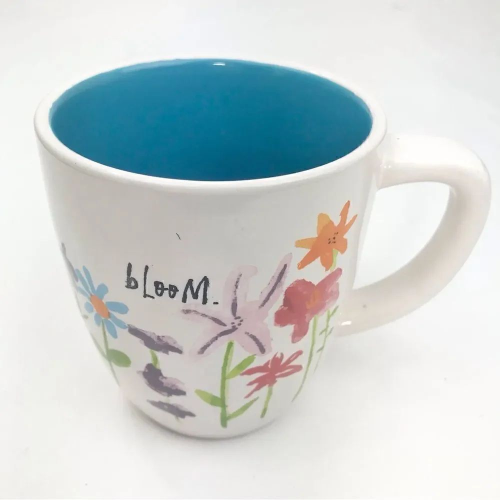 Rae Dunn Artisan Collection Bloom Grow 18 oz Colorful Floral Ceramic Mug